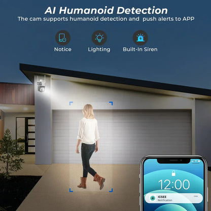 Smart Dual Lens Security Camera Night Vision, Motion Detection, Indoor & Outdoor Surveillance
