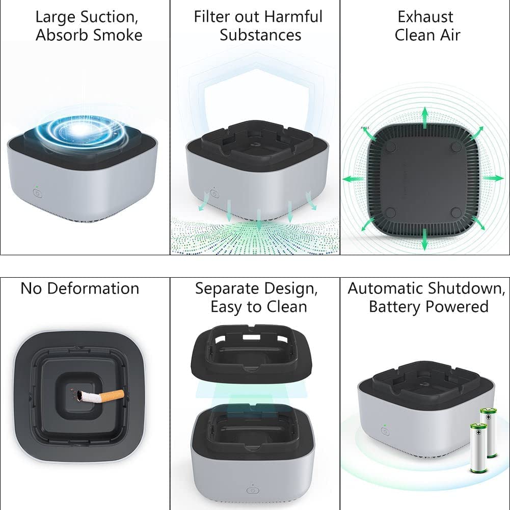 Smokeless Ashtray Air Purifier With Quiet Fan And Multi Layer Filter