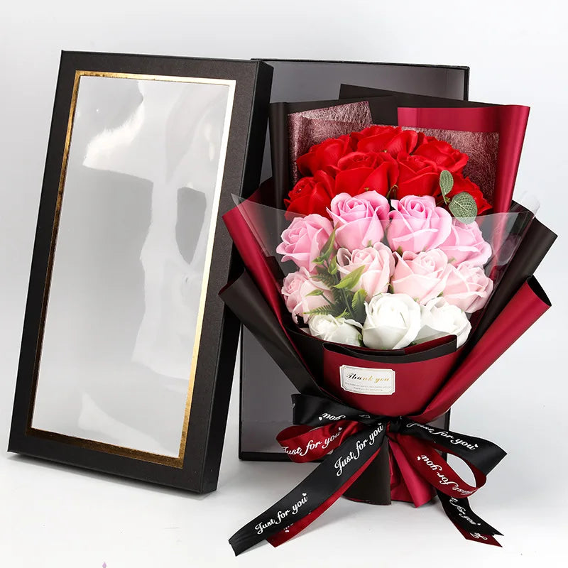 Soap Rose Bouquet Realistic Scented Flower Gift Bouquet Romantic Decorative Roses