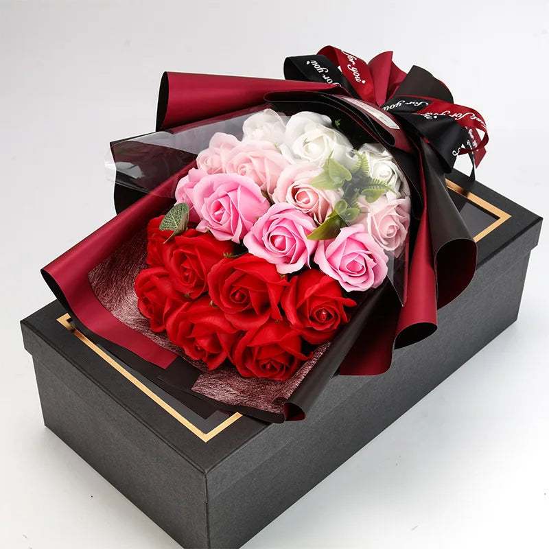 Soap Rose Bouquet Realistic Scented Flower Gift Bouquet Romantic Decorative Roses