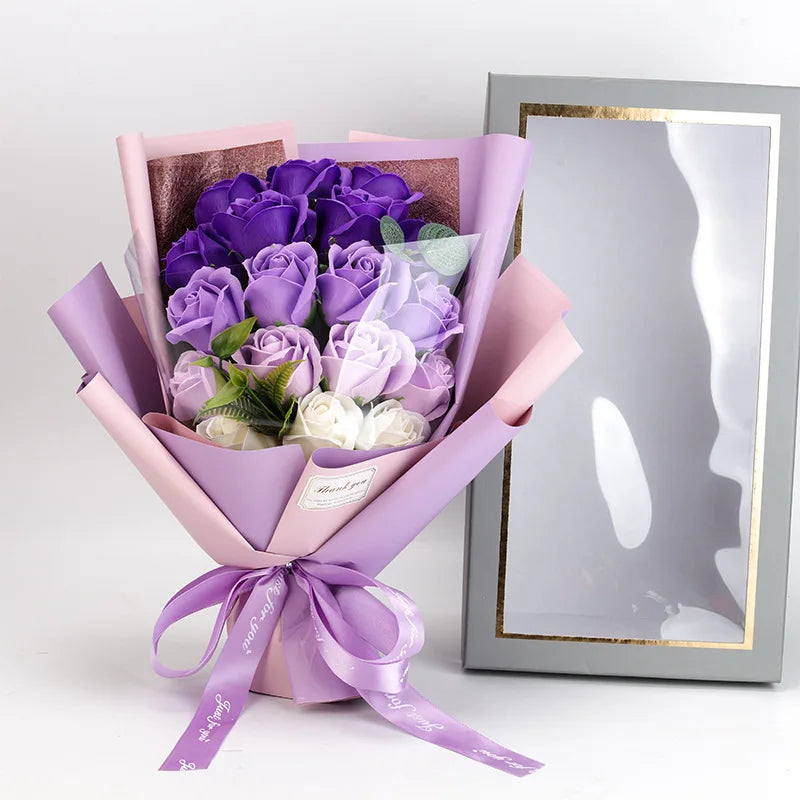 Soap Rose Bouquet Realistic Scented Flower Gift Bouquet Romantic Decorative Roses