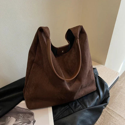 Soft Suede Shoulder Bag with Adjustable Strap Elegant Large Capacity Women Handbag