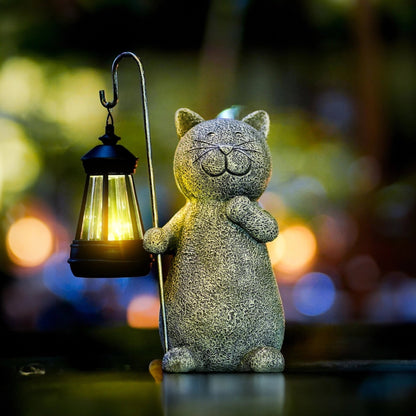 Solar Cat Garden Light Waterproof Outdoor Cat Statue Lantern Decorative Solar Garden Lamp
