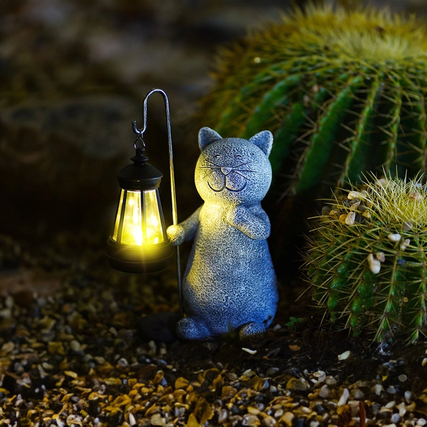 Solar Cat Garden Light Waterproof Outdoor Cat Statue Lantern Decorative Solar Garden Lamp