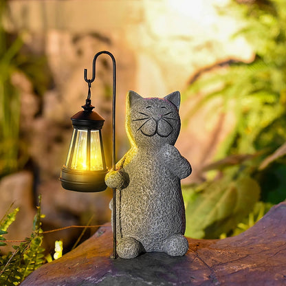 Solar Cat Garden Light Waterproof Outdoor Cat Statue Lantern Decorative Solar Garden Lamp