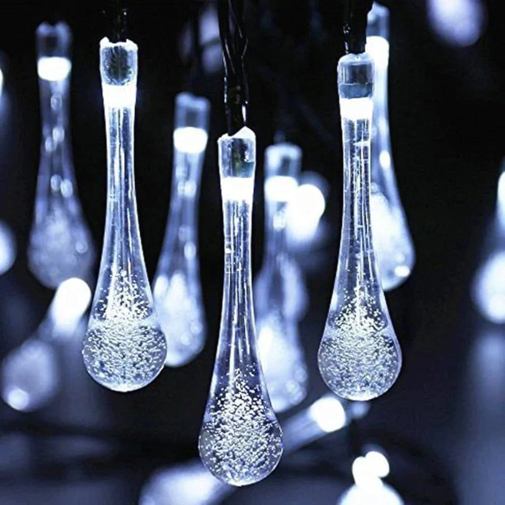Solar Water Drop String Lights Outdoor Waterproof Garden Patio Decorative Lighting