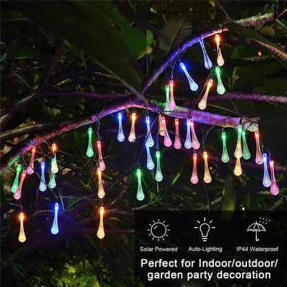 Solar Water Drop String Lights Outdoor Waterproof Garden Patio Decorative Lighting