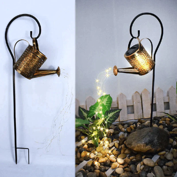 Solar Watering Can Garden Lights Waterproof Solar Garden Decor LED Waterfall String Lights