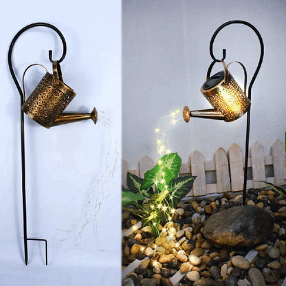 Solar Watering Can Garden Lights Waterproof Solar Garden Decor LED Waterfall String Lights