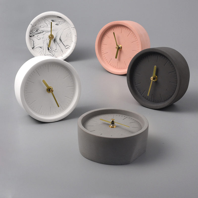 SolidHour Nordic Cement Desk Clock Modern Minimalist Table Clock