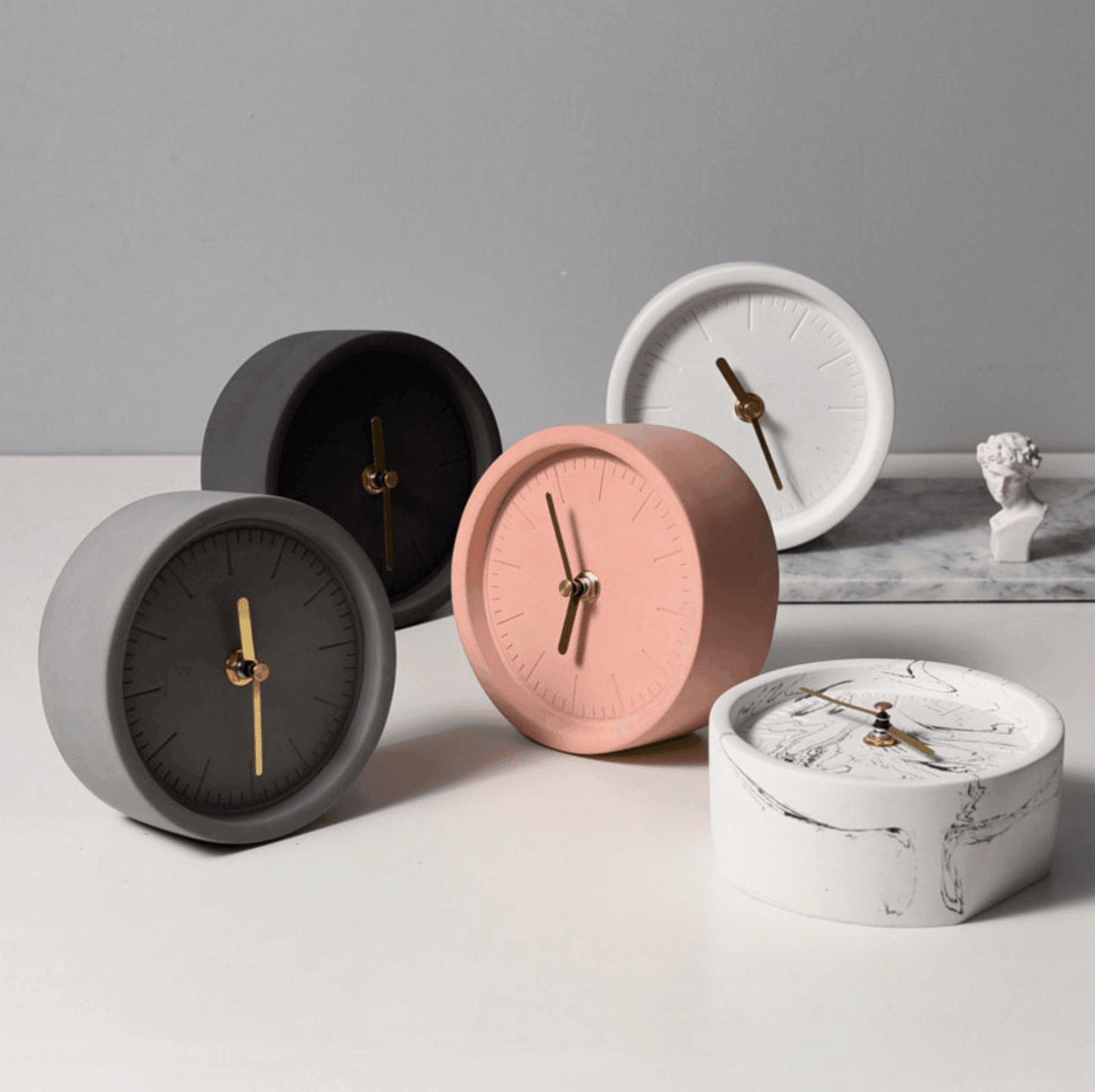 SolidHour Nordic Cement Desk Clock Modern Minimalist Table Clock