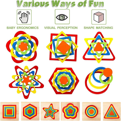 Stacking Puzzle Game Shape Sorting Toy Six Piece Educational Set