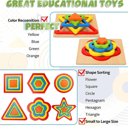 Stacking Puzzle Game Shape Sorting Toy Six Piece Educational Set