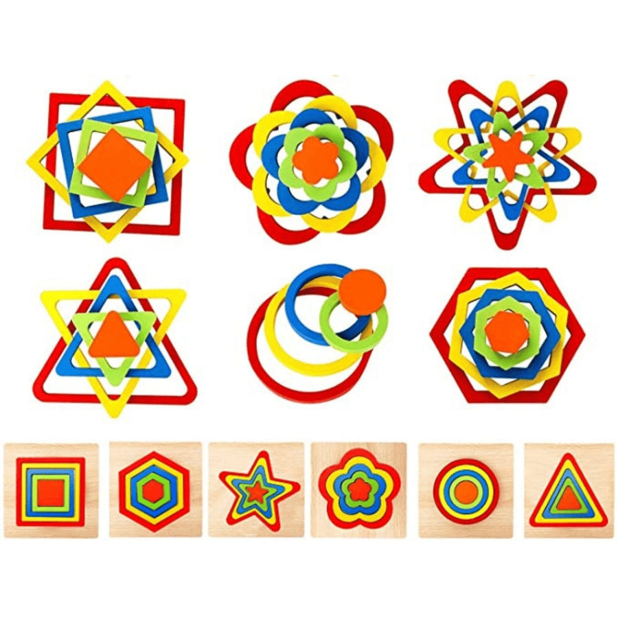 Stacking Puzzle Game Shape Sorting Toy Six Piece Educational Set