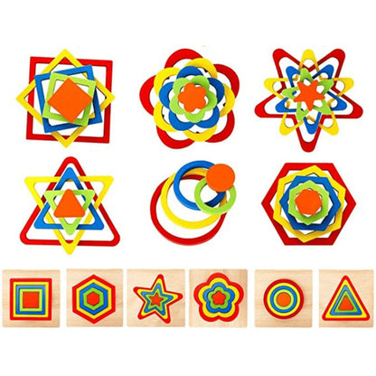 Stacking Puzzle Game Shape Sorting Toy Six Piece Educational Set