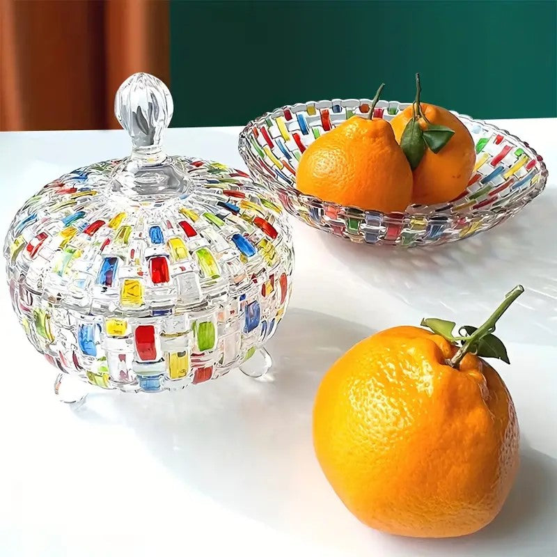 Stained Glass Candy Jar with Lid – Colourful Decorative Storage Container