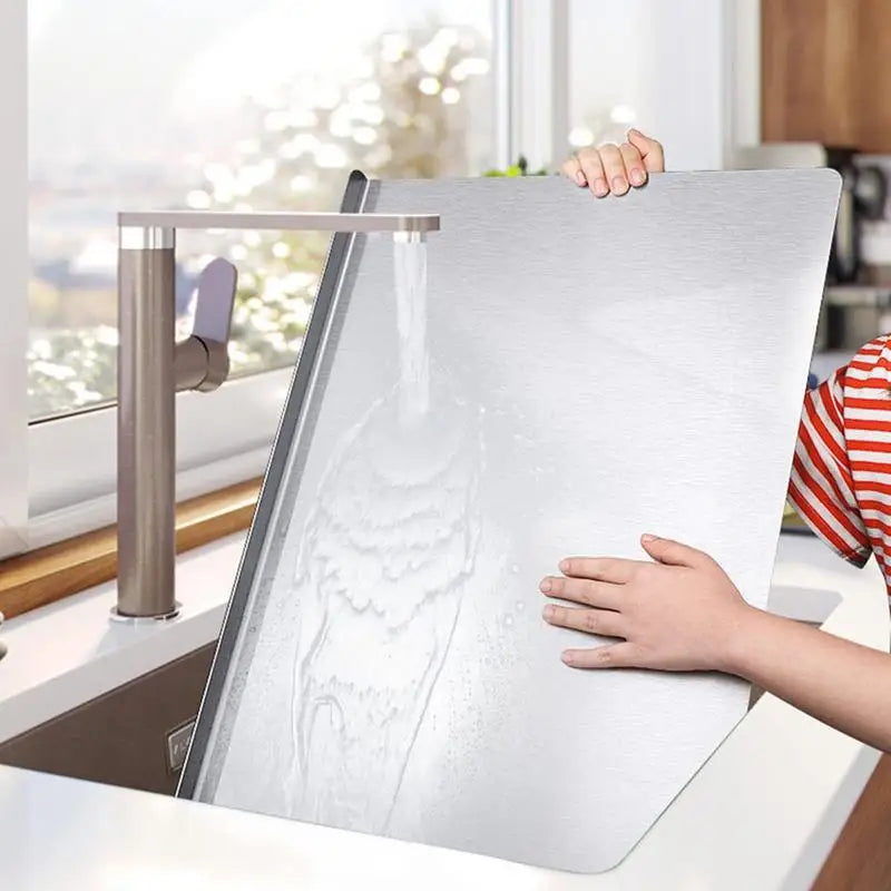 Stainless Steel Cutting Board With Lip Non Slip Hygienic Durable Kitchen Chopping Board