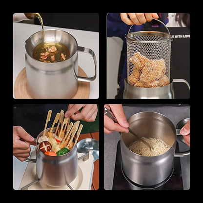 Stainless Steel Frying Pot Oil Filter Nonstick Deep Fry Cooker
