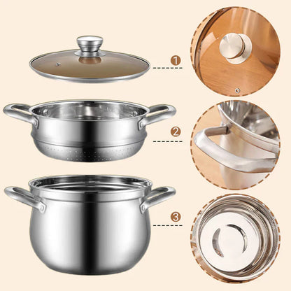 Stainless Steel Steamer Cooker Durable Kitchen Use