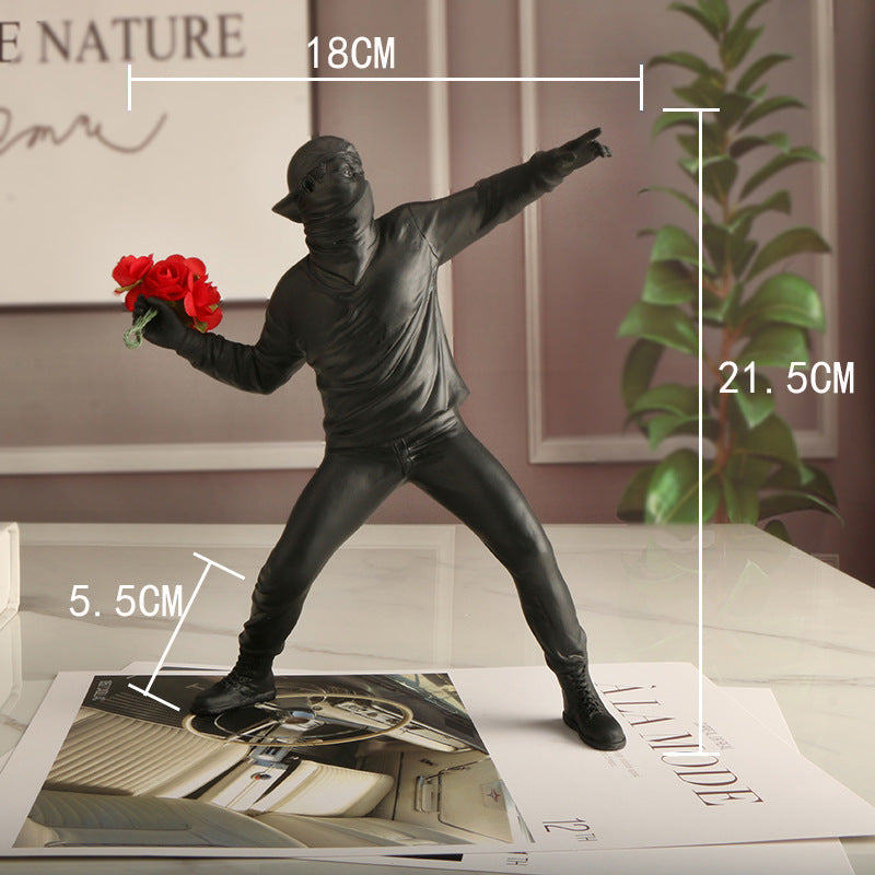 Street Art Sculpture Flower Vandal Resin Statue Modern Urban Home Decor