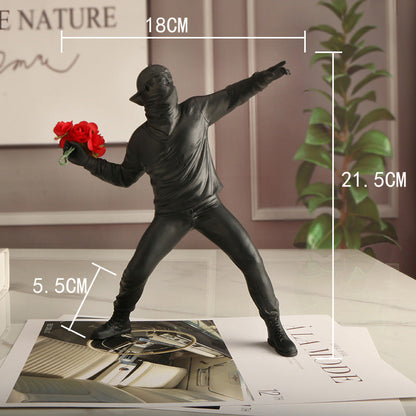 Street Art Sculpture Flower Vandal Resin Statue Modern Urban Home Decor