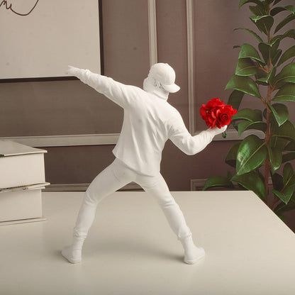 Street Art Sculpture Flower Vandal Resin Statue Modern Urban Home Decor