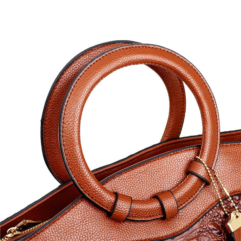 Stylish Shoulder Handbag with Round Handle Design Elegant Women Fashion Bag