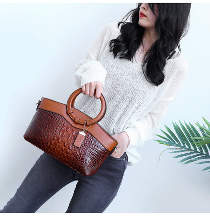 Stylish Shoulder Handbag with Round Handle Design Elegant Women Fashion Bag