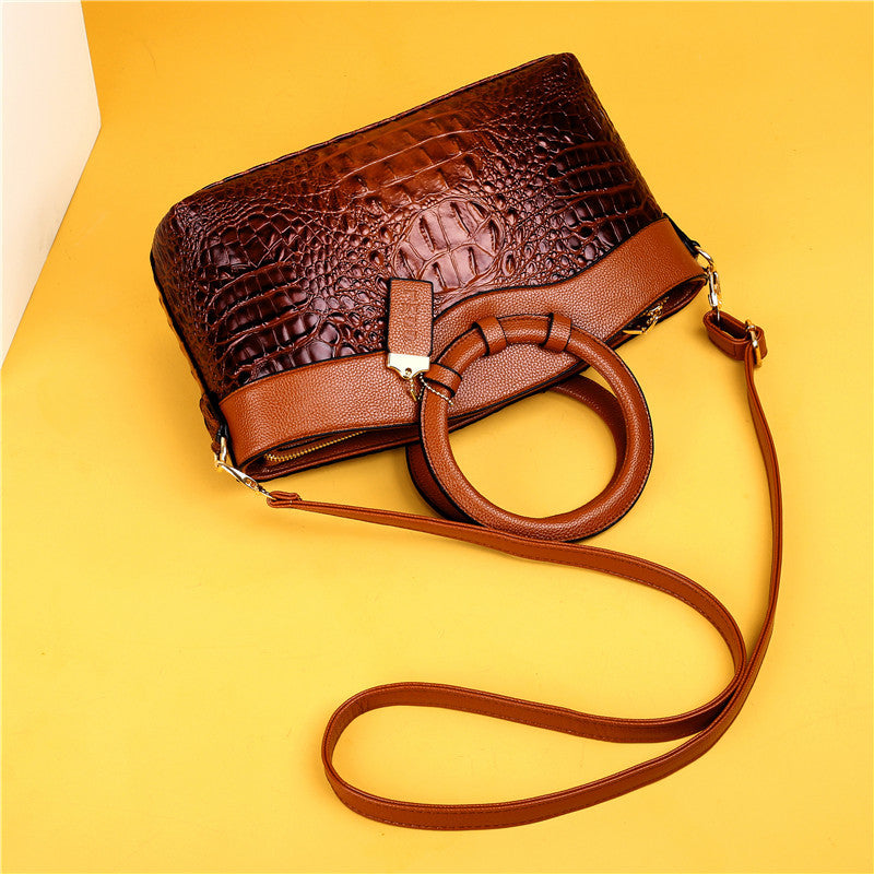 Stylish Shoulder Handbag with Round Handle Design Elegant Women Fashion Bag