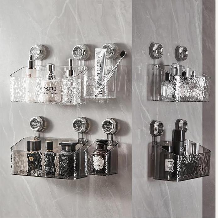 Suction Cup Wall Storage Organizer Bathroom Wall Shelf No Drill Shower Storage Holder