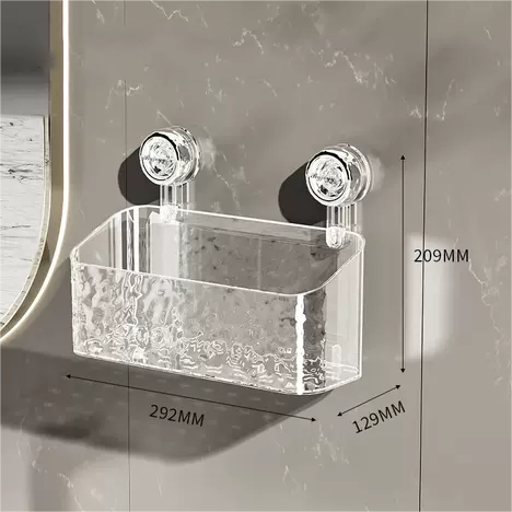 Suction Cup Wall Storage Organizer Bathroom Wall Shelf No Drill Shower Storage Holder