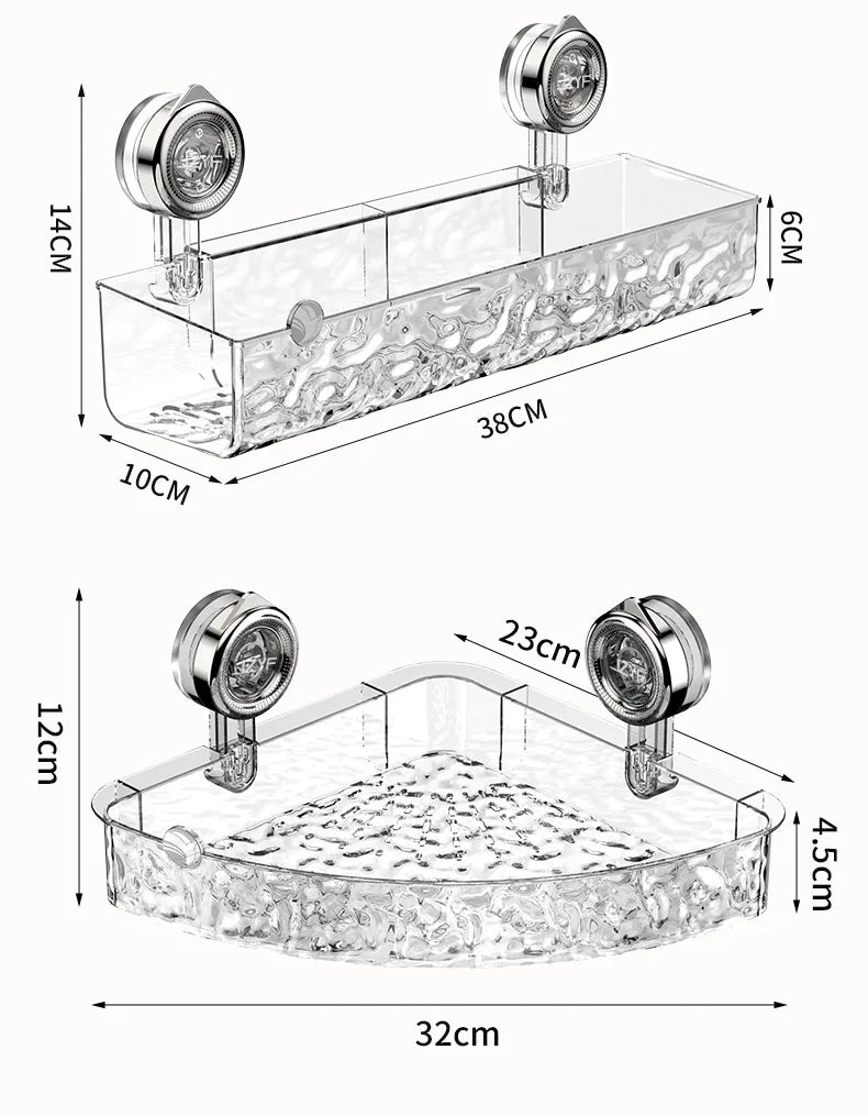 Suction Cup Wall Storage Organizer Bathroom Wall Shelf No Drill Shower Storage Holder