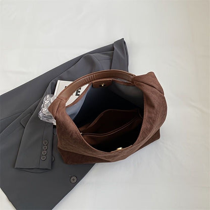 Suede Shoulder Bag With Adjustable Strap Comfortable Everyday Handbag