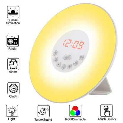 Sunrise Alarm Clock Natural Light Sound Wake Lamp