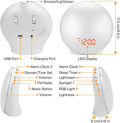 Sunrise Light Alarm Clock Multifunction Smart Wake Up Lamp