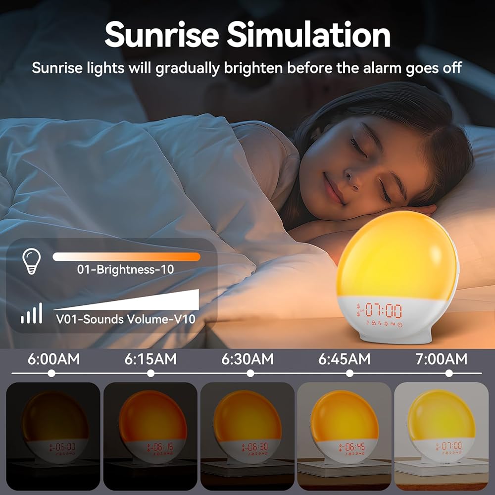 Sunrise Light Alarm Clock Multifunction Smart Wake Up Lamp