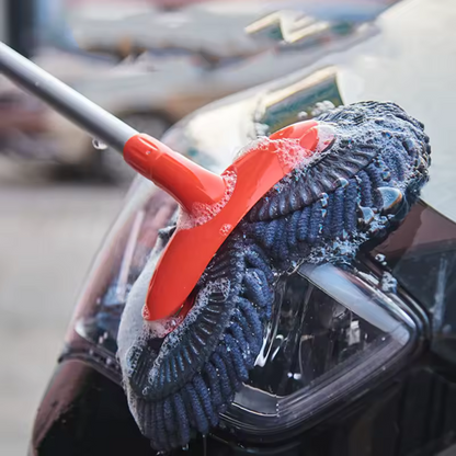 Telescopic Car Wash Brush 180 Degree Rotating Head Microfiber Scratch Free Cleaning Tool
