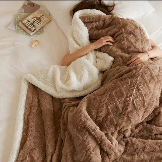 Thick Winter Lambswool Blanket Double Sided Soft Warm Comfort