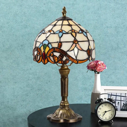 Tiffany Style Table Lamp Vintage Stained Glass Ambient Lighting