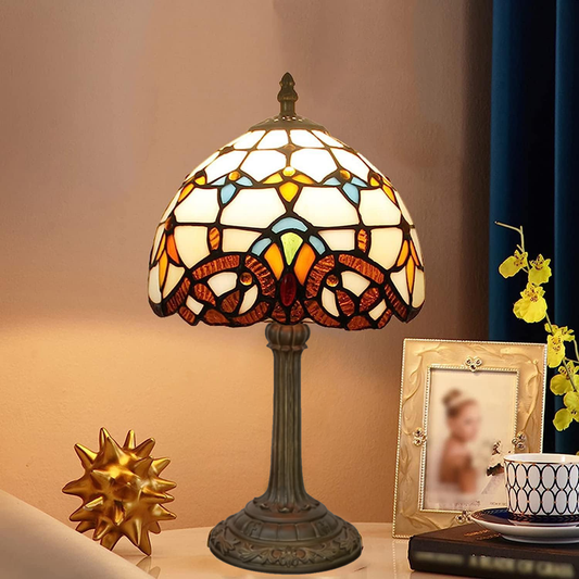 Tiffany Style Table Lamp Vintage Stained Glass Ambient Lighting