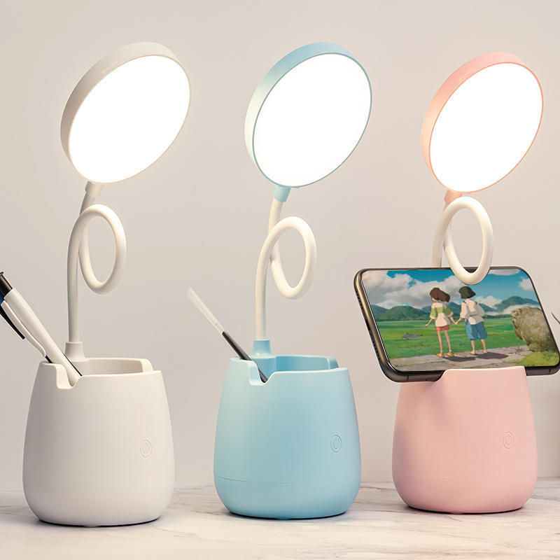 Touch Control Desk Lamp LED Table Lamp Pen Holder Phone Stand USB