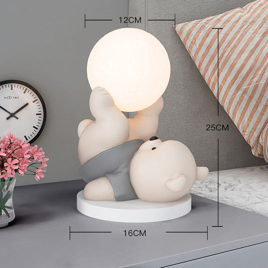 Touch-Control Upside-Down Bear LED Night Light Unique Bedside Lamp Kids Room