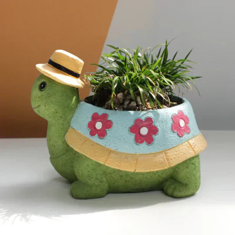 Turtle Shaped Plant Pot Decorative Garden Planter Indoor Outdoor Flower Pot