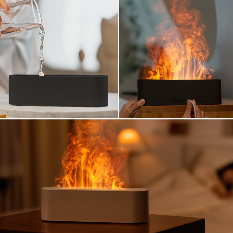USB Aroma Diffuser Flame Effect Lamp RGB Humidifier for Home Bedroom Office