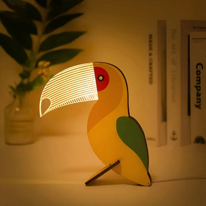 USB Rechargeable Wooden LED Table Lamp for Kids Bedroom Nursery Night Light Decorative Animal Theme
