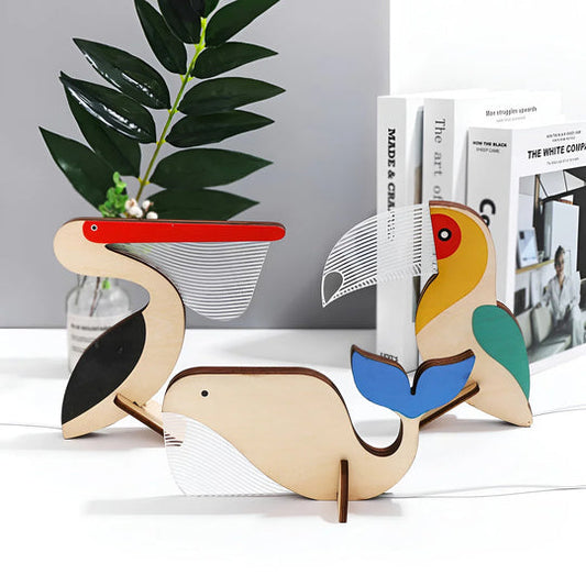 USB Rechargeable Wooden LED Table Lamp for Kids Bedroom Nursery Night Light Decorative Animal Theme