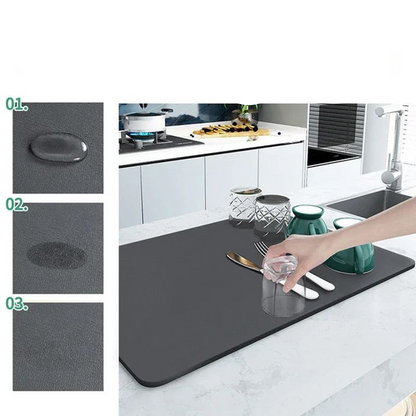 Ultra Absorbent Kitchen Drying Mat Non Slip Sink Counter Dish Drainer Mat
