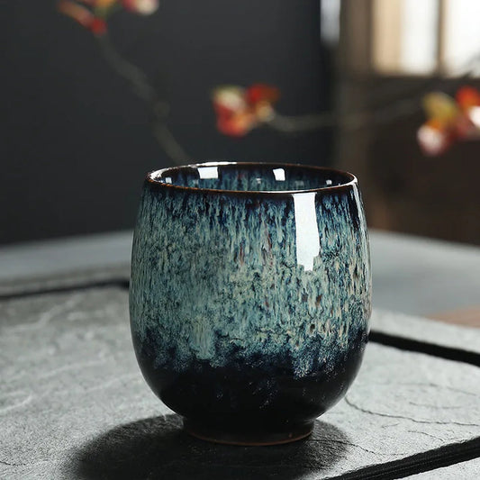 Unique Glazed Ceramic Tea Cups Artistic Pattern Coffee Mugs Home Display