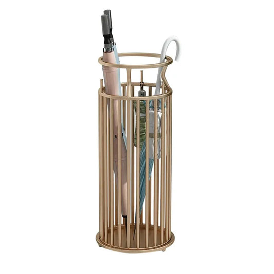 Vertical Umbrella Stand with Hooks and Water Drip Tray for Entryway Storage