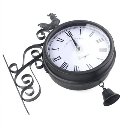 Vintage Double-Sided Waterproof Wall Clock – Classic Retro Indoor & Outdoor Design